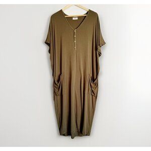 Dwell & Slumber Women Cocoon Caftan Maxi Dress Size M/L Green Lagenlook Comfy